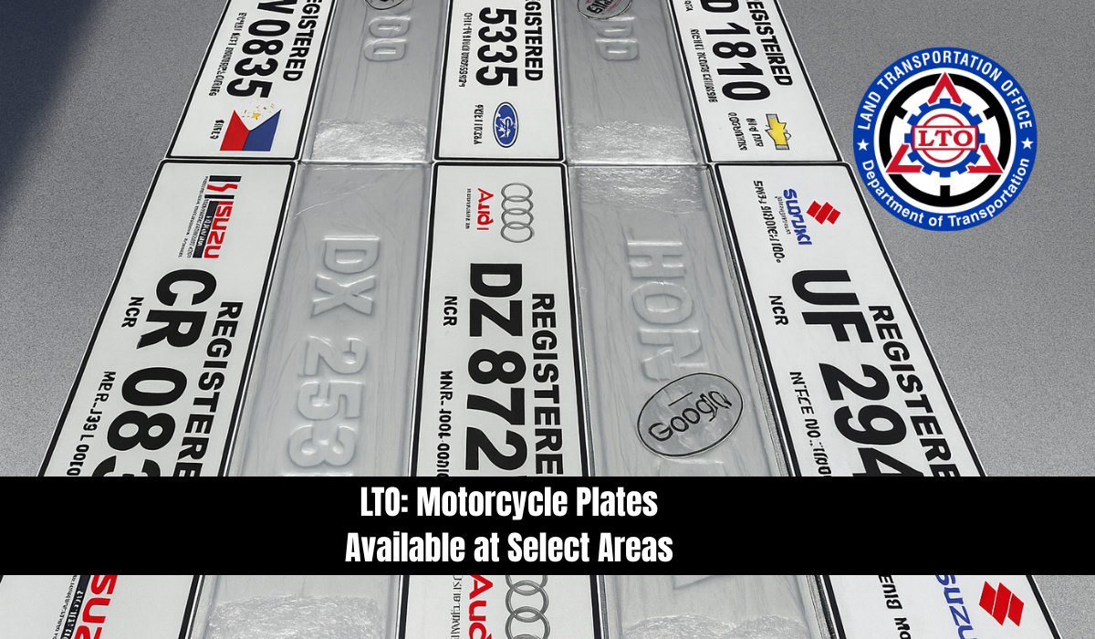 LTO: Motorcycle Plates Available at Select Areas