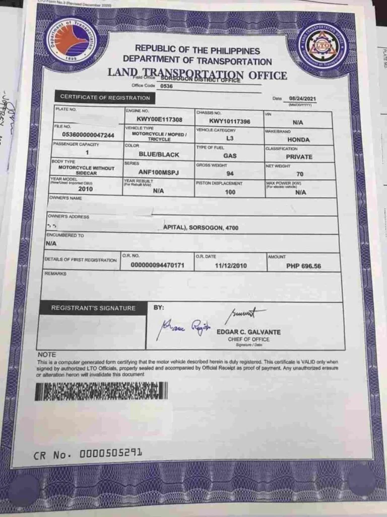Blank Certificate of Registration LTO: Is It Real?